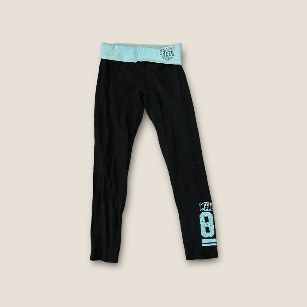 Danskin Now Foldover Waist Leggings Black Combo L 10-12
